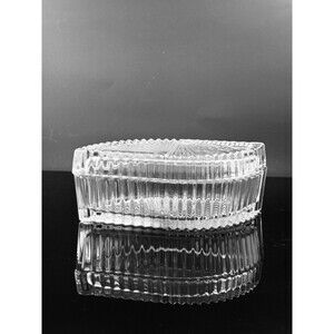 Mikasa Diamond Fire Crystal Trinket Box Jewelry Holder Vintage 1980 Cut Glass